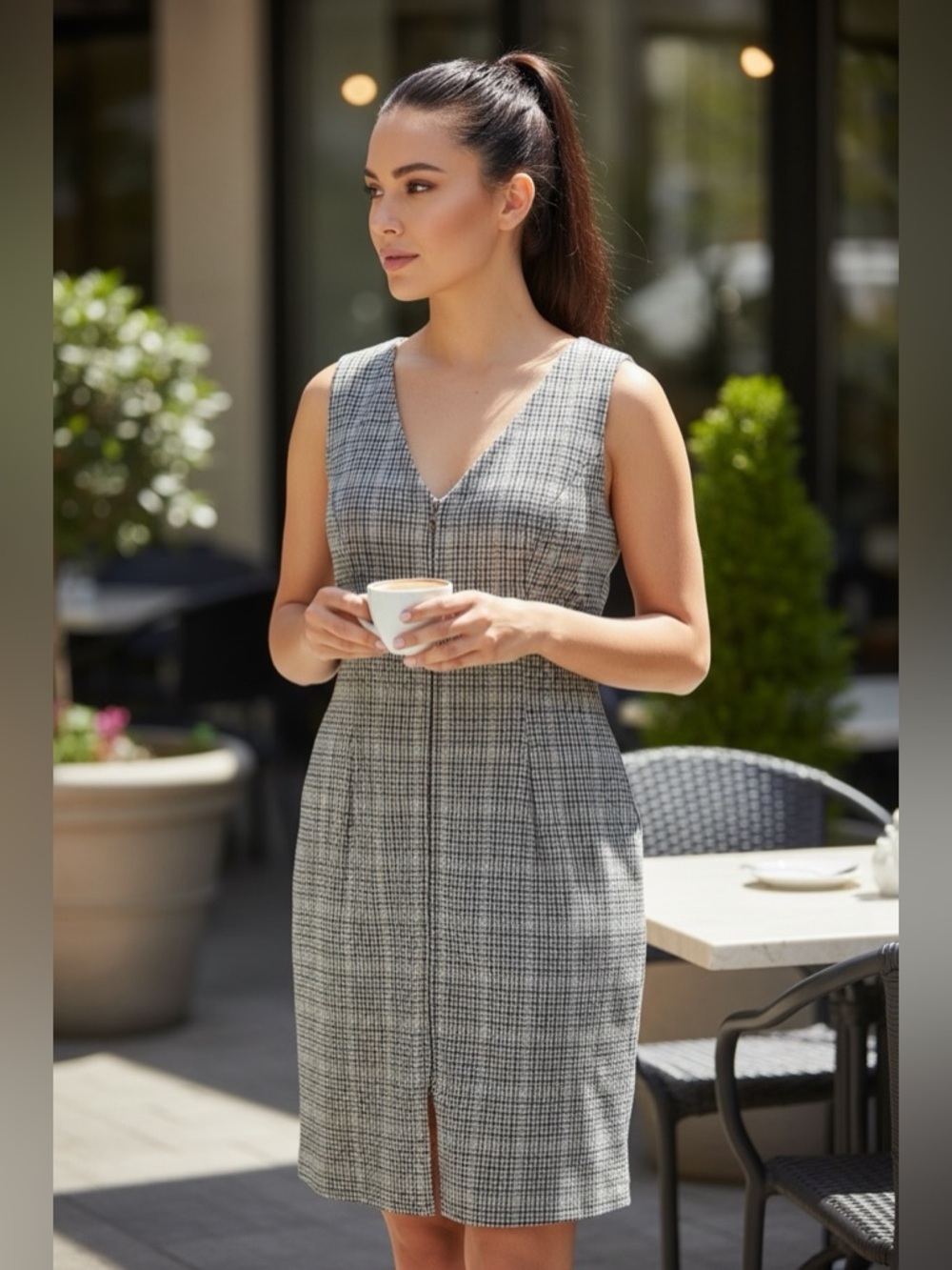 Vintage Ruff Hewn - Wool Sleeveless Plaid Shift Dress Dark Academia Classic